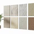Textured Background Wall Panel Samples In Neutral Tones With Potted Green Plant 3d model