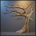 Wooden Tree Shaped Wall Decor for Home Interior with Gray Background 3d model