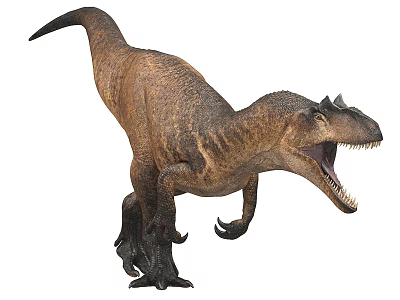 Realistic Roaring Dinosaur With Sharp Teeth And Brown Scaly Skin 3d model