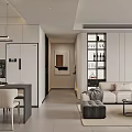 Modern Living Dining Room Interior Design With Sofa Coffee Table TV Wall And Decorative Plants
