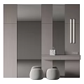 Modern Minimalist Dressing Table With Large Mirror And Wall Sconce Lighting 3d model