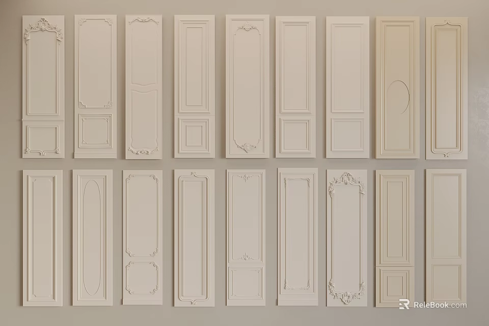 Classic Wainscoting Panel Designs For Interior Decor With Various Patterns 3d model