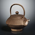 Traditional Cast Iron Teapot With Woven Texture Curved Handle And Round Knob Lid