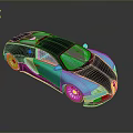 Luxury Blue And Black Sports Car With Streamlined Body Orange Interior Alloy Wheels