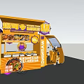 Yellow Street Food Cart with Purple Gear Logo Awning and Vendor in Purple Apron