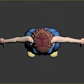 3D Anime Female Character With Red Hair Blue Outfit White Socks And Yellow Shoes