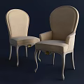 Beige Single Sofa with Elegant Curved Legs Ornamental Gold Accents and Classic Design