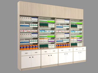 Modern Shelf Pharmacy Shelf Showcase Drug Cabinet Drug Display Cabinet Drug Display Cabinet 3d model