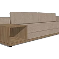 Modern Double Sofa With Beige Linen Fabric Comfortable Seats And Wooden Frame 3d model