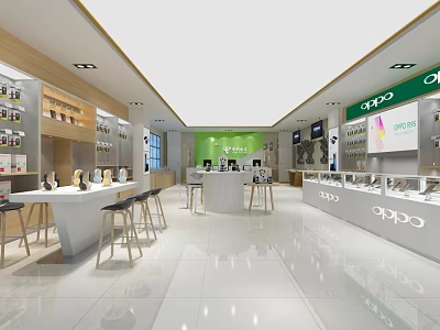 OPPO Brand Retail Store Interior With Display Counters And Electronic Products 3d model