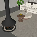 Modern Living Room Interior With Black Fireplace Sofa Coffee Table And Plants