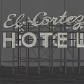 El Cortez Hotel Vintage Metallic Billboard Sign With Classic Design And Illuminated Letters