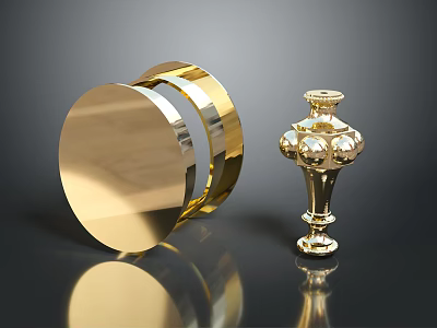 Gold Household Decor Items With Round Frame And Spherical Design Details 3d model