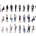 Group of People in Various Poses Wearing Different Casual and Formal Outfits