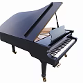 Black Grand Piano Musical Instrument With Classic Design Polished Surface And Wooden Legs