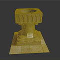 Ancient Stone Carved Pedestal With Intricate Columns And Information Plaque