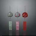 Colorful Decorative Wind Chimes With Bamboo Cherry Blossom And Geometric Pattern Tags