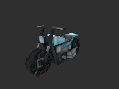 Pixel Art Motorcycle With Geometric Design And Black Blue Gray Colors 3d model