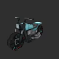 Pixel Art Motorcycle With Geometric Design And Black Blue Gray Colors