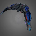 Future Cosmic Aerospace Spaceship Design With Metallic Blue And Purple Sci Fi Lights 3d model