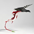 Dragon Doll With Black Head Red Body Long Tail Horns And Green Accents