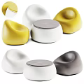 Modern Stylish Table and Chair Set with Rounded Design in Yellow White Gray Brown Colors