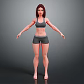 Game Movie Character Female with Sportswear Tank Top and Shorts Standing Pose