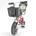 Red Kids Bicycle With Front Basket Printed Seat And Training Wheels