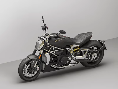 Black Motorcycle with Modern Sleek Design Gold Accents Alloy Wheels and Comfortable Seat 3d model