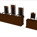 Traditional Wooden Court Furniture With Judge Bench And Carved Leather Chairs
