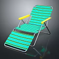 Striped Teal Lounge Chair With Yellow Armrests And Metal Frame For Outdoor Relaxation