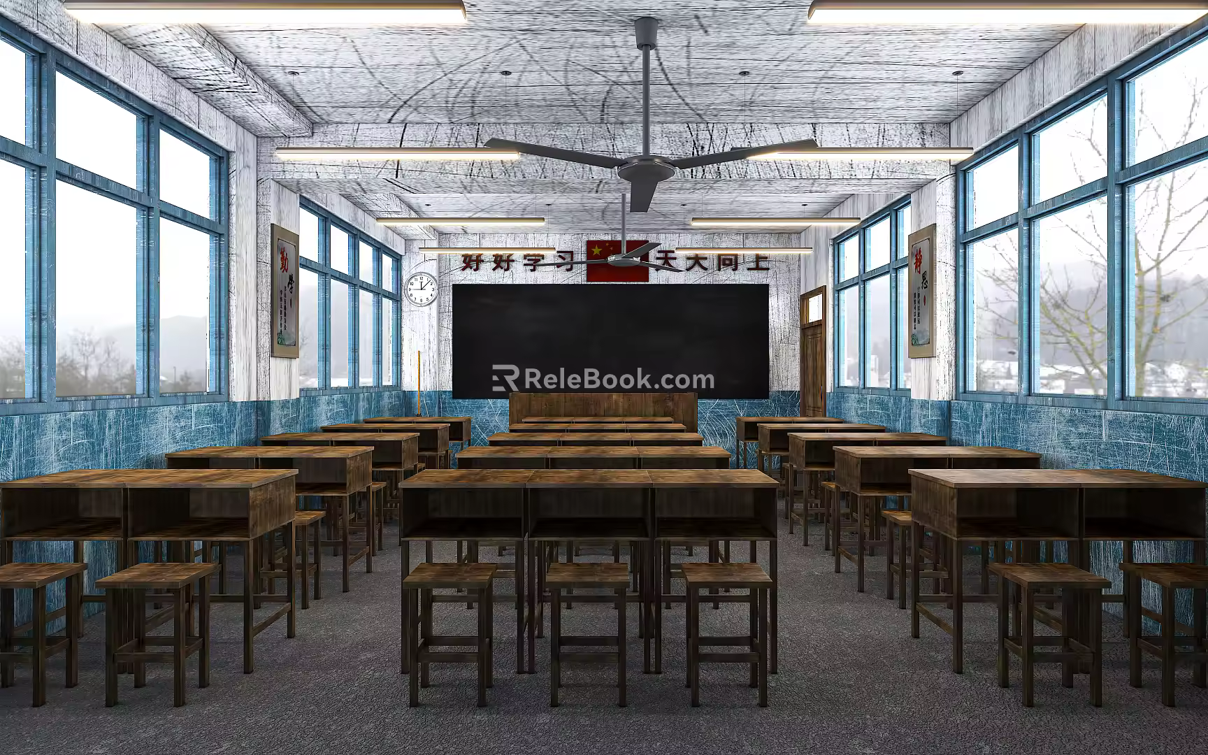 Retro classroom 3d model
