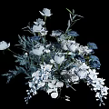 Beautiful Floral Arrangement Showcasing White Blue Flowers And Green Foliage