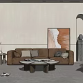 Quiet sofa tea table combination 3d model