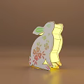 Cute Rabbit Shaped Floor Lamp With Floral Patterns And Soft Glow 3d model