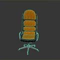 Modern Office Chair With Orange Cushion Black Backrest Silver Metal Base And Wheels
