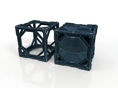 Industrial Black Cube Frame Components With Geometric Structural Design 3d model