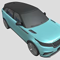 Light Blue SUV Featuring Black Roof Silver Wheels And Front Grille Design 3d model
