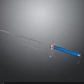 Traditional Decorative Sword Featuring Blue Hilt And Shiny Silver Sharp Blade Design 3d model