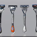 Different Design Manual Razors With Colorful Handles And Sharp Blades 3d model