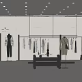 Modern Clothing Store Interior With Mannequin Hanging Garments And Display Rack