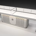 Luxury Jewelry Display Counter With Gold Frame Orange Cabinet White Top And Glass Cover