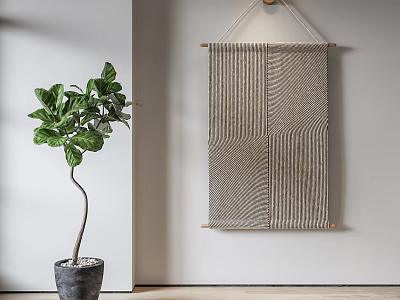 Japanese Wall Decoration Japanese Tapestry Plant Potted Plant 3d model
