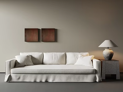 Modern fabric sofa side lamp hanging picture 3d model