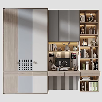 Desk Wardrobe Children's Bookcase 3d model