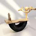 Wooden Kids Chair With Human Shaped Design And Tire Base Seat