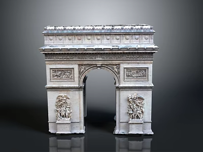 Scenic View of Paris Arc de Triomphe with Classical Architecture and Stone Carvings 3d model