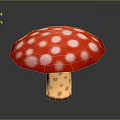 Decorative Red Mushroom Lamp With White Spots Yellow Stem And Brown Dots
