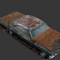 Old Rusted Car with Weathered Body Moss Covered Hood and Rusted Details