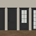 Black Interior Doors With Different Designs Glass Panels And Solid Wood 3d model